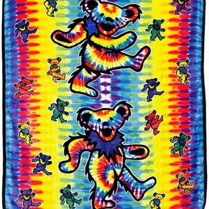 Grateful Dead Tie-Dye Bears Blanket ~ 50" x 60" ~Officially Licensed ~Brand New!